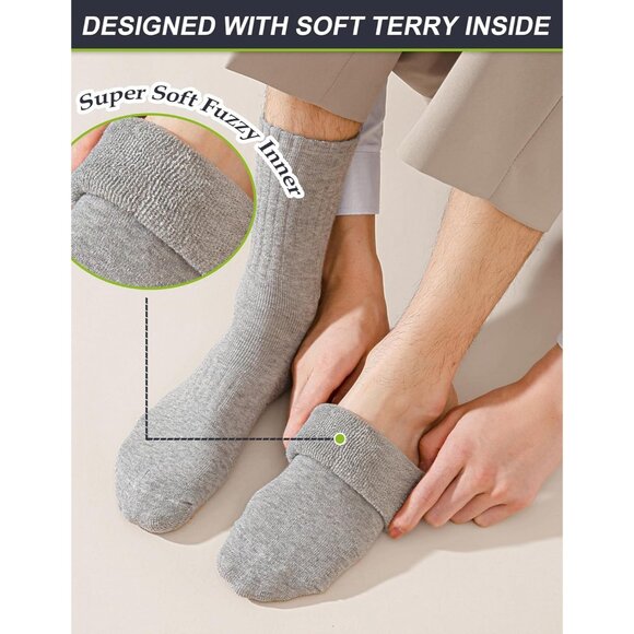 5 Pairs Wool Socks Mens Thick Thermal Winter Boot Socks for Men Warm Hiking Supe - Picture 4 of 6